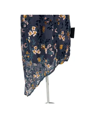 Lulus Evenings with You Floral Velvet Asymmetrical Dress Blue Floral Medium NWT thumbnail 4