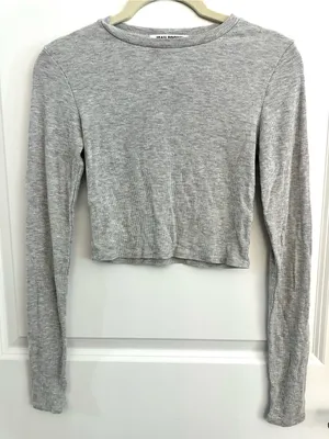 Joah Brown Cropped Ribbed Crew Neck XS/S thumbnail 1