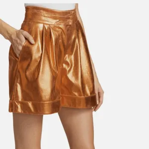 Kimberly Goldson Lizzie Metallic Faux‎ Leather Shorts Copper 0 Orange thumbnail 2
