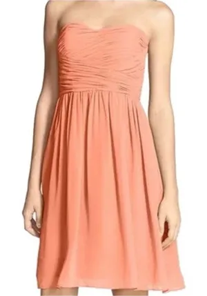 NWT Donna Morgan Peach Short Cocktail Dress Strapless Bridesmaid Wedding Sze 18 thumbnail 1
