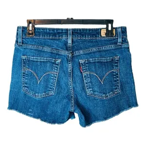 Levi's Mid Rise Skinny Cut Off Denim Shorts Womens 8 Blue‎ Distressed Raw Hem thumbnail 4