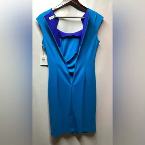 Calvin Klein sleeveless ruched dress. Deep turquoise blue. Size 4 NWT thumbnail 7
