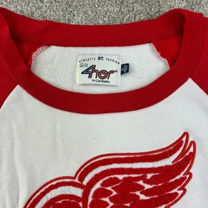 Detroit Red Wings Sweatshirt Womens L G-III 4Her NHL Fleece Chenille Logo Raglan thumbnail 5