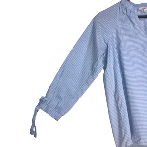 Madewell Light Blue & White Striped Tie-Sleeve Peasant Popover Blouse Top thumbnail 7