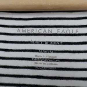 American Eagle Outfitters Soft & Sexy Tank Top Womens Medium White Black Striped thumbnail 3