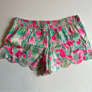 Lilly Pulitzer Pink and Green Floral Scalloped Shorts thumbnail 2