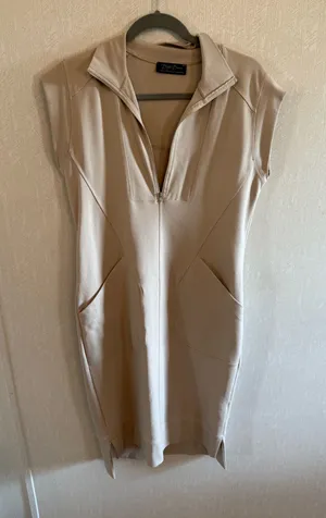 Brigitte Brianna SexyModest Beige Quarter Zip Pocket Dress Size Small thumbnail 1