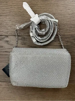 INC International Concepts Silver Crystal Mesh Mini Crossbody thumbnail 2