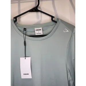 Gymshark Studio Tee Women's 3/4 Sleeve Training Workout Top Sage Green NWT Large thumbnail 3