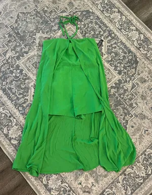 Short romper Green Halter High-Low Skirt thumbnail 1