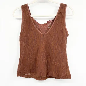Cinema Etoile Womens Vintage Brown Floral Lace Romantic Fairycore Tank Top Large thumbnail 5