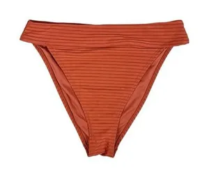 Aeropostale Burnt Orange‎ Ribbed High Waisted Bikini Bottoms Size Medium thumbnail 1