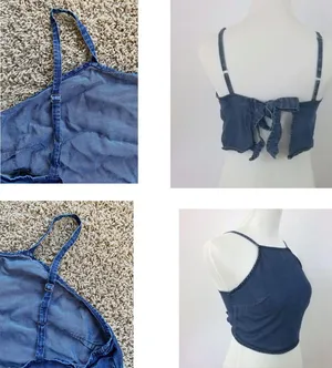 EXPRESS Chambray Denim Tie Back Crop Sz M thumbnail 9