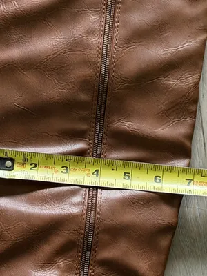 Faux Leather Over-the-Knee Riding Boots Brown with Buckles. thumbnail 8