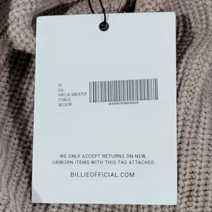 Billie The‎ Label Amelia Sweater Ribbed Mock Neck Balloon Sleeve Pumice Medium thumbnail 4