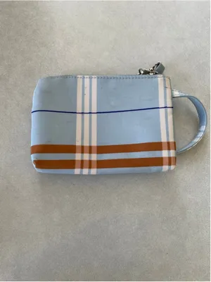 Women's Light Blue & Brown Plaid Wristlet Clutch One Size thumbnail 2