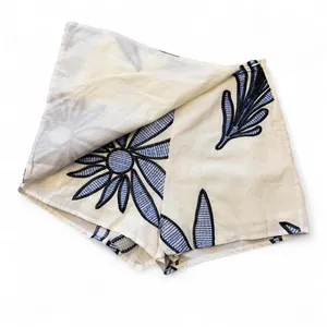 CIEBON Floral Embroidered Wrap Skort Cream Blue Cotton Resort Vacation XS thumbnail 3