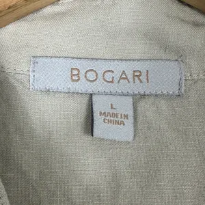 Bogari Button Down Top Womens L Cream Linen Floral Embroidered Boho Southwestern thumbnail 5