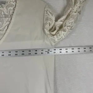 Alexis Ivory Lace Long Sleeve V-Neck Blouse Top Small White Boho Romantic USA thumbnail 3
