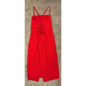 Wild Fable Red Linen Blend Corset Back Midi Dress Criss Cross Back Size, 10 thumbnail 5