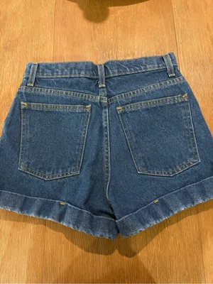 American Apparel High Waisted Cuff Denim Shorts Size 28 Blue Jean Vintage thumbnail 5