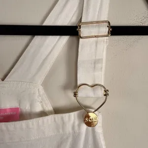 Stoney‎ Clover Lane White Linen Blend Overalls with Heart Hardware Size S thumbnail 4