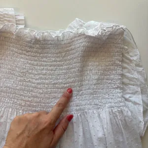 Hill House Nap Dress Women S White Pink Swiss Dot Smocked Tiered Midi Dress thumbnail 9