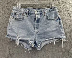 Levi's‎ 501 Original Fit High Rise Shorts Denim Jean Cut Off Festival Women's 32 thumbnail 1