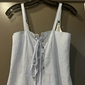 STAUD x Solid and Striped Seersucker Blue Mini Dress thumbnail 4