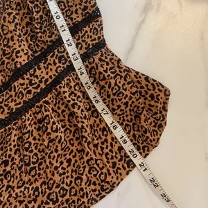 Mi Ami‎ Womens Leopard Print Cami Top Smocked Back Lace Trim Babydoll Small thumbnail 7