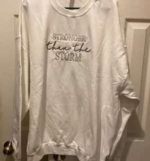 Gildan White Crewneck Sweater with Graphic thumbnail 1