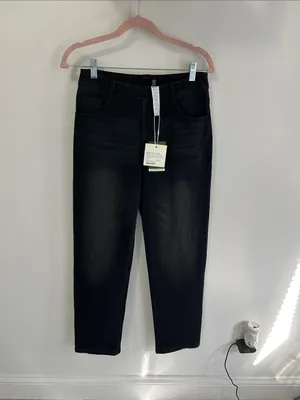 Halara Flex Denim High Waisted Straight Leg Jeans Washed Black thumbnail 4