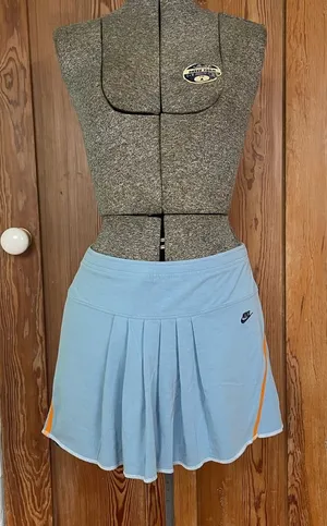 Nike Dri-Fit Y2K Baby Blue & Orange Pleated Tennis Skirt Sz M 💕🎀 thumbnail 1