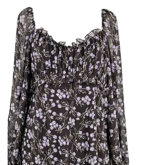 143 Story By Line Up Sz M Floral Maxi Brown Lavendor Front Slit Dress thumbnail 4