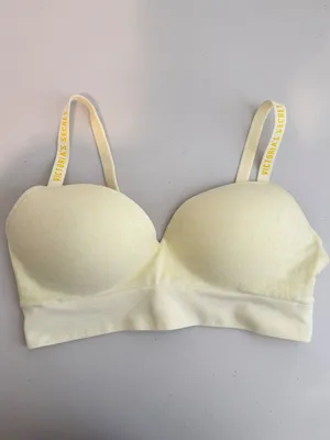 Victoria’s Secret Perfect Comfort Bralette Large Yellow Padded Logo Longline thumbnail 2