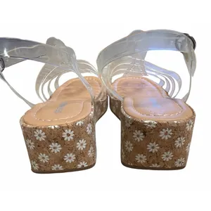 Steve Madden‎ Clear Strappy Cork Floral Wedge Platform Sandal Shoes Y2K Size 7 thumbnail 4