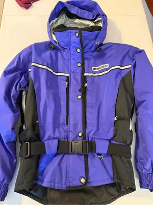 Obermeyer Ski Jacket Womens Sz10 Blue Hooded Full Zip Coat Windbreaker Insulated thumbnail 1