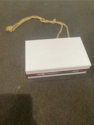 White Acrylic Box Clutch with Gold Chain thumbnail 2