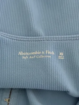 Abercrombie & Fitch Soft A&F Collection Blue Ribbed Hook and Eye Tank Bodysuit thumbnail 4