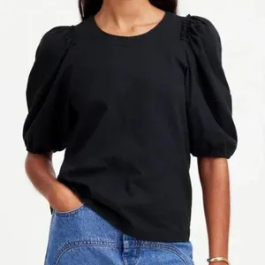 Madewell Top Womens Puff-Sleeve Tee Short Basic Everyday Staple Black Size L NEW thumbnail 1