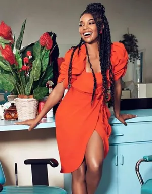 Gabrielle Union for New York & Co Orange Crepe Dress, size S thumbnail 1