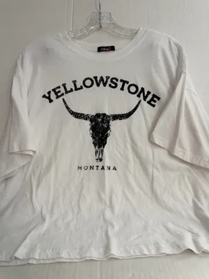 Mine B White Graphic 'Yellowstone Montana' Short Sleeve Tee thumbnail 1