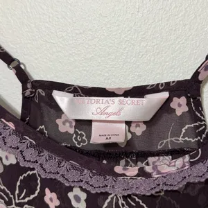 Y2K Victoria’s Secret Floral Mini Slip Dress Size Medium Babydoll Purple Lace thumbnail 3