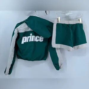Prince Green Jacket Windbreaker Zip Hooded Cropped and shorts‎ Logo Size xs thumbnail 3