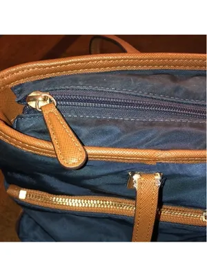 Michael Kors Navy Blue & Brown Nylon Polyester Purse Shoulder Bag Handbag thumbnail 13