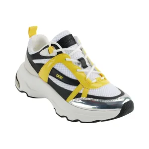 DKNY Womens Juna Lace-Up Running Sneakers K2476994 White / Black / Yellow 7.5M thumbnail 8