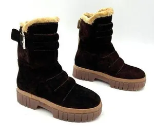 Free People Fable Faux Fur Lined Boots Custom Dark Brown Chunky Lug Sole thumbnail 1
