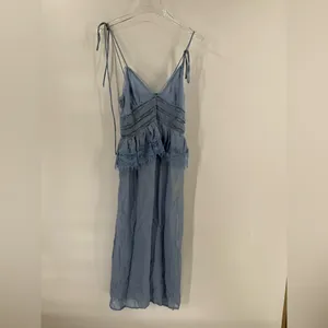 Free People‎ Kiki Peplum Sheer Ruffed Lace Trims MIDI Slip Dress xs thumbnail 4