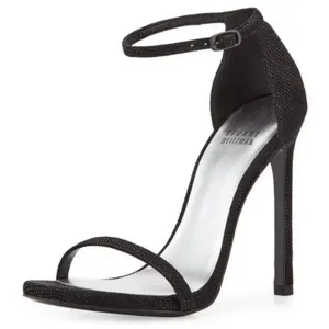Stuart Weitzman The Nudist Black Goosebump Leather Strappy Sandals Size 6.5 thumbnail 2