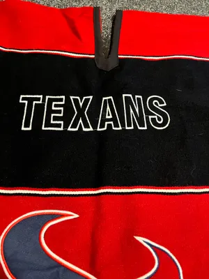 OSFA Houston Texans Striped Poncho- Red/Navy Fringe Gameday Serape thumbnail 4